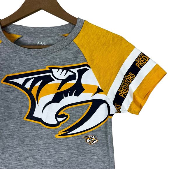 NHL Nashville Predators Graphic T-Shirt Unisex Youth M Gray Yellow Sports Hockey - Picture 2 of 5